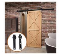 Kit hardware per porta da fienile da 1,2 a 2,7 m scorrevole fienile porta in legno hardware appendiabiti appendiabiti rustico nero armadio semplice e facile da installare (colore: 2 m 2130 mm) (2 m