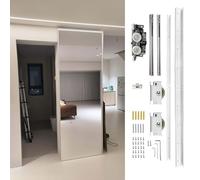 Kit hardware per porta scorrevole a specchio armadio, chiusura ammortizzata, binario in alluminio per porta tascabile con rulli lisci