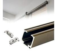 Kit hardware per porta scorrevole, binario in metallo resistente per patio e armadi, stile montato sulla parte superiore, 2,2 m, kit binario per porte scorrevoli per camere da letto