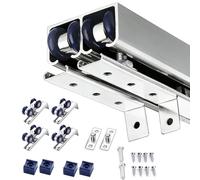 Kit hardware per porta scorrevole bypass per montaggio a soffitto con sistema a doppia guida per porte armadio e bagno