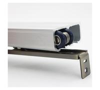 Kit hardware per porta scorrevole Bypass, sistema di montaggio a soffitto a doppio binario da 160 cm, guide tascabili bianche personalizzabili con paraurti per mobili da cucina 160 cm.