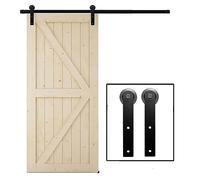 Kit hardware per porta scorrevole da 3,5 m, sistema a binario piatto in acciaio per porta singola, include ganci a forma di I, perfetto per armadio e decorazione della casa, finitura nera