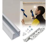 Kit hardware per porta scorrevole, guida in alluminio da 61 cm a 350 cm, sistema di binario scorrevole regolabile per un funzionamento regolare, finitura argentata, 792,5 cm, facile installazione