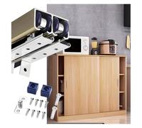 Kit hardware per porta scorrevole montata sulla parte superiore per pannelli in legno spessi 1,9 - 2,3 cm, binario in alluminio da 1 m con guida anti-oscillazione per pavimento - Champagne h Mini