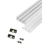 Kit hardware per porta scorrevole per ante di armadi e armadi, kit di ricambio per binario superiore e inferiore con programma scorrevole silenzioso, design a tre binari, 150 cm