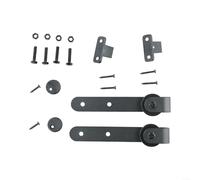 Kit hardware per porta scorrevole per armadietto, super mini acciaio al carbonio con rivestimento a polvere nera, rulli lisci silenziosi, guida per pavimento, adatto per porte spesse da 1,6 a 1,9 cm