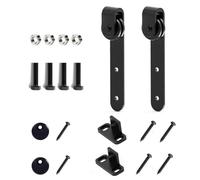 Kit hardware per porta scorrevole per armadio, sistema di binari super mini in acciaio al carbonio con finitura verniciata a polvere, rulli silenziosi lisci, fermi terminali, guida a pavimento, adatto