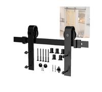 Kit hardware per porta scorrevole resistente con rulli e binario in acciaio al carbonio per un funzionamento silenzioso, blocco e maniglia ad angolo retto, ideale per soggiorno, studio, ufficio (183