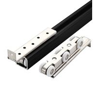 Kit hardware per porta scorrevole: sistema di bypass a binario singolo resistente per un funzionamento regolare, ideale per fienili, doccia, armadio e porte a scomparsa