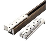 Kit hardware per porta scorrevole: sistema di bypass a binario singolo resistente per un funzionamento regolare, ideale per fienili, doccia, armadio e porte a scomparsa