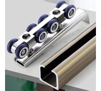 Kit hardware per porta tascabile di grado commerciale, in alluminio resistente, binario per porta scorrevole con rulli, montaggio a soffitto, installazione liscia, 1-6,6 m