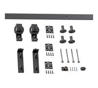 Kit hardware per porte di fienile per porte scorrevoli, kit hardware per porte scorrevoli, in acciaio al carbonio ad alte prestazioni, scooter nero, facile da installare lo scivolo liscio per