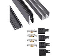 Kit hardware per porte scorrevoli a doppio binario per armadi in vetro, rulli silenziosi resistenti, binario scorrevole per vetrine e armadi