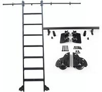 Kit hardware per scala da biblioteca, binario scorrevole regolabile, in acciaio al carbonio, sistema di scala a tubo rotondo per armadi e magazzini