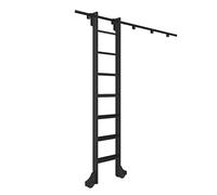 Kit hardware per scala da biblioteca con ruote a rulli per pavimento, tubo rotondo in acciaio nero, accessori completi per casa e biblioteca