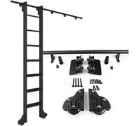 Kit Hardware per Scala per Libreria A Rotolamento Nero da 3,3 Piedi-20 Piedi, Hardware per Binario per Scale Scorrevoli con Ruote A Rulli A Pavimento, Binari, Multi-Colored, 20ft/600cm Track Kit