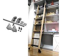Kit hardware per scala scorrevole, binario rotondo in acciaio per uso interno/loft, scala mobile regolabile con ruote a rullo, perfetto per biblioteche e case, binario da 6,1 m
