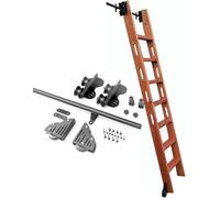 Kit Hardware per Scala Scorrevole Retrattile per Scale A Scale, Binari per Scale Mobili in Tubo Tondo in Acciaio da 3,3 Piedi-20 Piedi con Ruote A Rulli A Pavimento, 6.6ft/200cm Track Kit