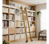 Kit hardware per scala scorrevole Rolling Library (senza scala), set completo di binari in acciaio al carbonio dorato da 3,3 piedi a 24 piedi, sistema a rulli scorrevoli(400cm Kit pista)