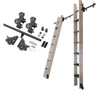 Kit hardware per scala scorrevole, sistema retrattile per libreria, con rullo da pavimento, binario in acciaio nero resistente per scaffalature per loft, regolabile da 100 a 600 cm (senza scala)