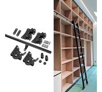 Kit hardware per scale scorrevoli per biblioteca con ruote dei freni, sistema di binari da 1 m a 7,3 m, per uso domestico e ufficio, scala non inclusa