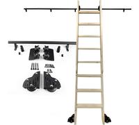 Kit Hardware per Scale Scorrevoli Scala Mobile in Tubo Tondo in Acciaio Nero Set Completo Kit Scala per Libreria Rotante con Rullo A Pavimento Kit Binario Scorrevo, One Color, 6.6ft/200cm Track Kit