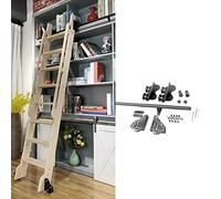 Kit hardware per scaletta con rotelle, stile rustico, nero, per biblioteca, scala scorrevole, kit hardware da 3,3 m, binario con ruote a rulli da pavimento (senza scala), colore: kit binario da 500 cm