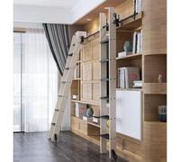 Kit hardware retrattile per scala da biblioteca, parti telescopiche in acciaio con rulli e ruote, facile installazione per uso domestico e ufficio