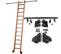 Kit hardware scala libreria scorrevole, binari per scale mobili in tubo tondo d'acciaio per cucina da magazzino bar, kit scala scorrevole per porta del fienile (senza scaletta)(732cm Kit pista)