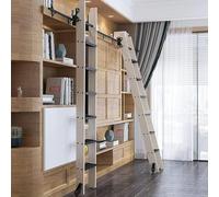 Kit hardware scala per biblioteche a scorrimento estensibile - scorrevoli con rulli per pavimento per archiviazione verticale senza occupare spazio sul pavimento - facile da installare,9.8ft/300cm