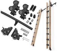 Kit Hardware Scala per Libreria Nera con Carrucola | acciaio al carbonio, finecorsa, 3 supporti, 2 rulli, guida della porta, chiave esagonale, richiede un pannello alto 8-10 cm