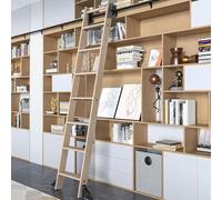 Kit hardware scala per libreria scorrevole 100-732 cm (senza scala) | Set completo di binari a tubo tondo nero per carichi pesanti per lo studio dell'armadio domestico(732cm Kit pista)