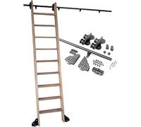 Kit hardware scala scorrevole - binario da 3 m con rotella a rullo da pavimento per biblioteca e applicazioni mobili
