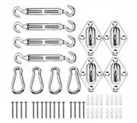 Kit Hardware Vela Ombra 44 Pezzi, Tenda Triangolare Rettangolare, Acciaio Inossidabile 304, Giardino Esterno argento 44 pieces set
