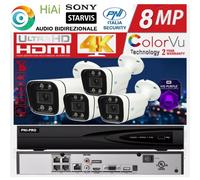 KIT HiAi NVR POE 8MPX + 4 SUPER HD IP POE 4K 8MPX AUDIO BIDIREZIONALE