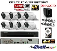 KIT HIKVISION 8 TELECAMERE ALTA DEFINIZIONE, DVR 8 CANALI 5 MP OMAGGIO HDD 1 TB
