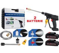 KIT IDROPULITRICE PISTOLA PORTATILE PRESSIONE PULIZIA AUTO LAVAGGIO X2 BATTERIE
