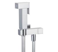 Kit Idroscopino Cromato Quadro Doccetta Per Wc Portatile Shut-Off Monogetto Con Leva