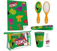 Kit Igiene Bambino Scuola Viaggio DINOSAURO Set Igiene Personale Beauty Case bambino SPAZZOLA, BICCHIERE, PORTA SPAZZOLINO DENTI, ASCIUGAMANO Dinosauri - Set Toillette Bambino