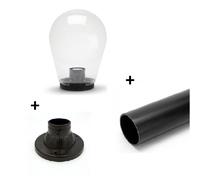 KIT ILLUMINAZIONE GIARDINO CON BASE DA PAVIMENTO + SFERA A GOCCIA TRASPARENTE +