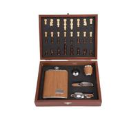 Kit imbuto portatile for tazze da whisky con scacchi in legno | Regalo for gioco da tavolo con pezzi degli scacchi for gli amanti degli scacchi dei testimoni dello sposo(C)
