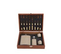 Kit imbuto portatile for tazze da whisky con scacchi in legno | Regalo for gioco da tavolo con pezzi degli scacchi for gli amanti degli scacchi dei testimoni dello sposo(B)