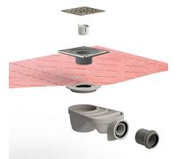 Kit impermeabilizzazione piatto doccia Bricoloco. Telo impermeabile per doccia in muratura con scarico adesivo. Griglia inox e telo tecnico da 150x200 cm. Soluzione completa di impermeabilizzazione