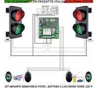 Kit Impianto 2 Semafori 24 Led Rossi e Verdi 230 V Centrale 2 Fotoce Tx Batteria