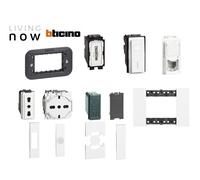 Kit Impianto Elettrico Completo Prese Interruttori Placche Living Now BI KW4180