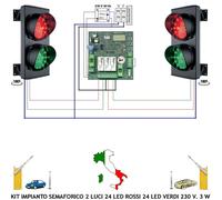 KIT IMPIANTO SEMAFORICO 2 LUCI 220 V ROSSA E VERDE FUNZIONI AUTOMATICHE OMOLOGAT