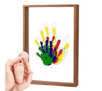 Kit Impronte Di Mani - Kit Impronte Di Famiglie | Cornice Portafoto Trasparente Da Appendere | Regalo Significativo Per Neo Mamme, Shower, Compleanno, Natale (legno E Acrilico, Bianco/nero/marron