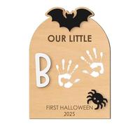 Kit Impronte Mani e Piedi del Bambino | Arte d'Impronta di Piedi in Legno per Bambino Halloween - Pastiglie Artigianato Souvenir per Genitori Camera Regalo Nascita Natale Halloween Deco