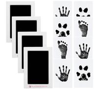 Kit Impronte Mani e Piedi Neonati - 4 Cuscinetti a Tocco Pulito e 8 Carte per Impronte di Bambini e Animali Domestici, Ricordo Indimenticabile