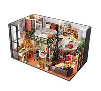 Kit in miniatura case delle bambole con mobili luci a led casa con copertura giocattolo fatto a mano per ragazze regali